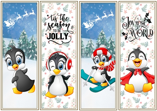 Christmas Penguins 4 x Bookmarks 3