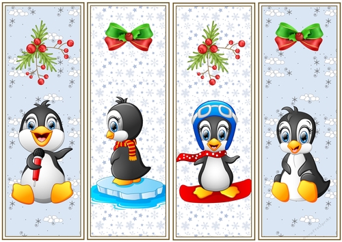 Christmas Penguins 4 x Bookmarks 6