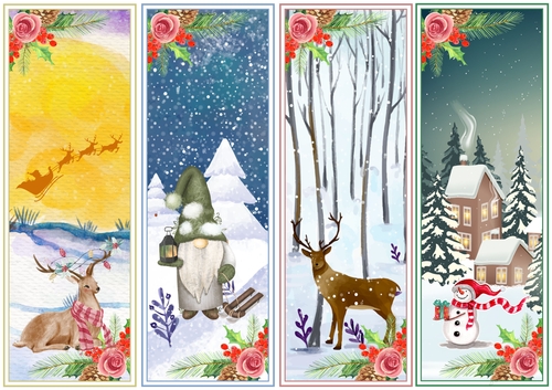 Christmas Winter Scene 4 x Bookmarks 1