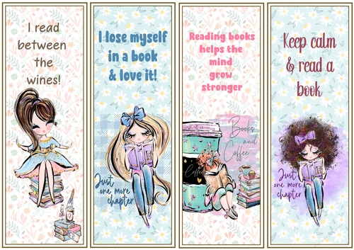 Female Reading 4 x Bookmarks 1