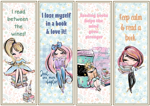 Female Reading 4 x Bookmarks 2