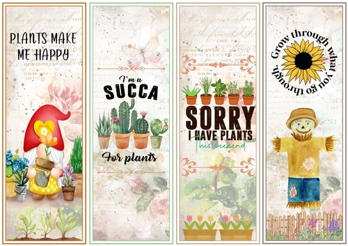 Gardening plants 4 x Bookmarks 