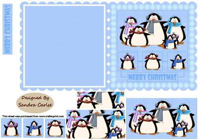 Christmas Penguins Scalloped Edge Card