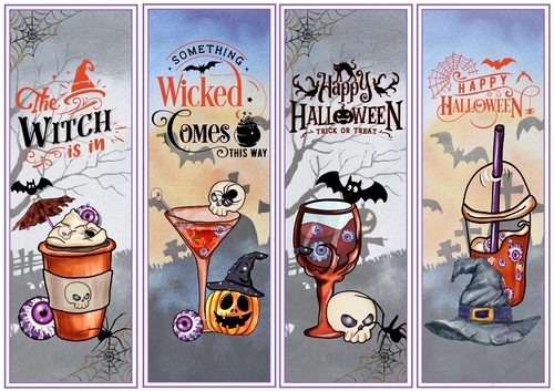 Halloween/Birthday 4 x Bookmarks 6