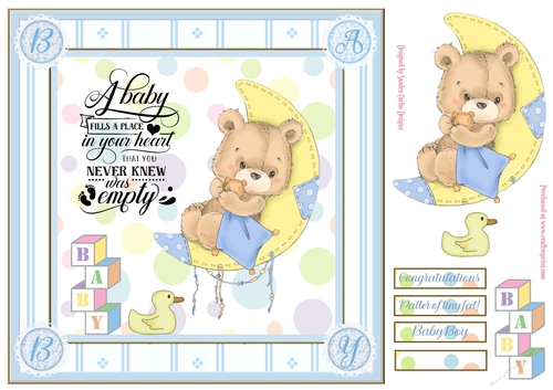 Baby Boy 8x8ins Decoupage Topper 1