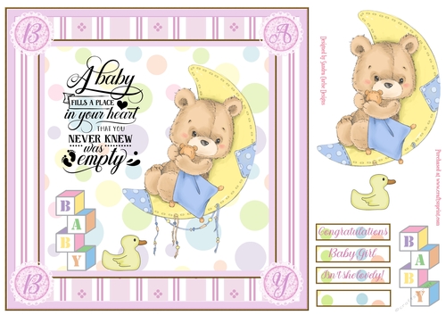 Baby Girl 8x8ins Decoupage Topper 1