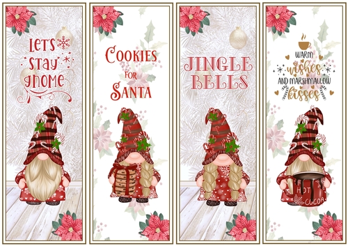 Christmas Gnomes 4 x Bookmarks 4
