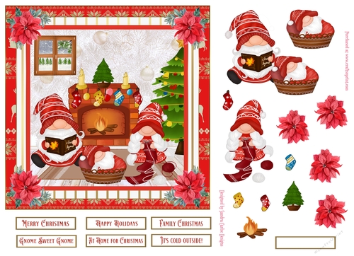 Family Christmas 7x7ins Decoupage Topper 1