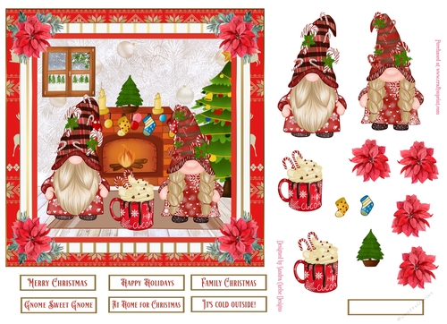 Family Christmas 7x7ins Decoupage Topper 2
