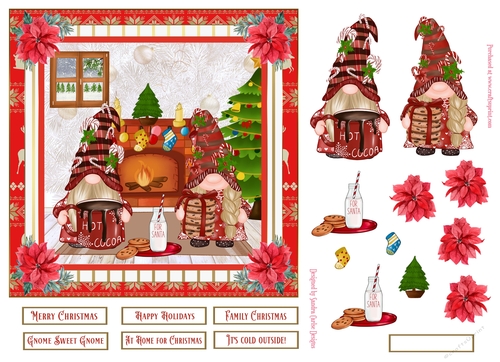 Family Christmas 7x7ins Decoupage Topper 3