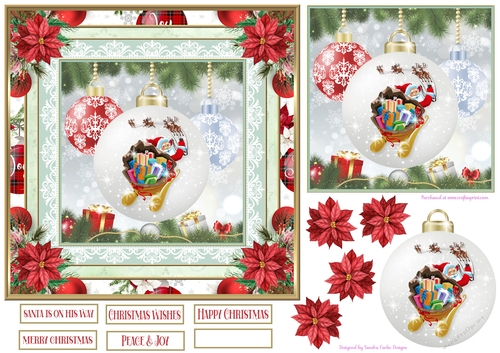 Christmas Santa Bauble 7x7ins Topper 5