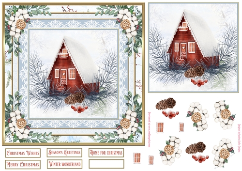 Christmas Home Winter Scene 7x7ins Topper 