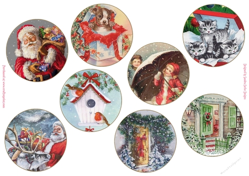 Christmas x 8 Toppers/Tags 3