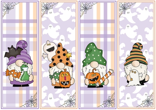 Halloween Gnomes/Birthday 4 x Bookmarks 1