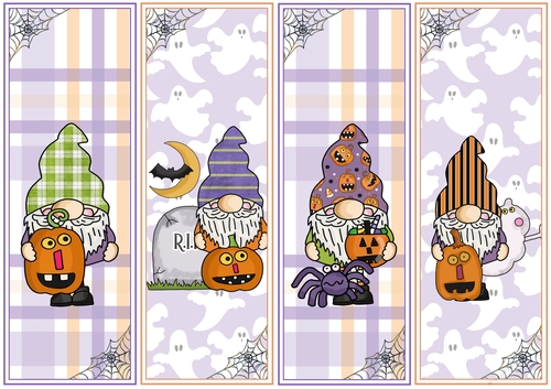 Halloween Gnomes/Birthday 4 x Bookmarks 2