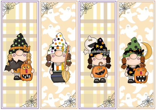 Halloween Gnomes/Birthday 4 x Bookmarks 3