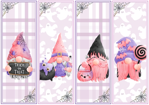 Halloween Gnomes/Birthday 4 x Bookmarks 4
