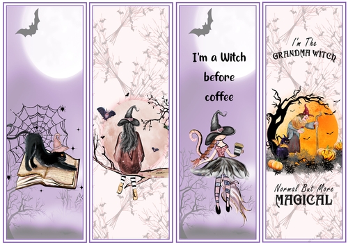 Halloween Witches/Birthday 4 x Bookmarks 1