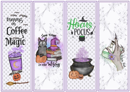 Halloween Witches/Birthday 4 x Bookmarks 2