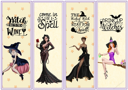 Halloween Witches/Birthday 4 x Bookmarks 3