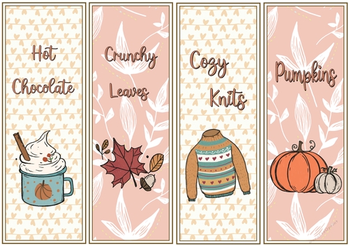 Autumn Season/Birthday 4 x Bookmarks 