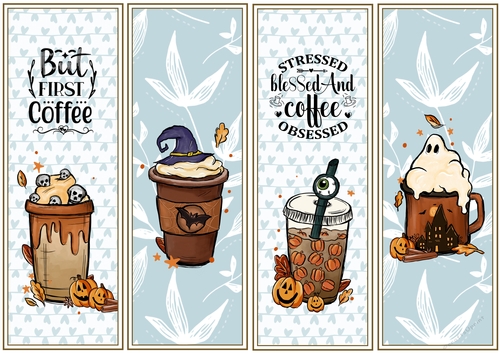 Coffee/Birthday 4 x Bookmarks 
