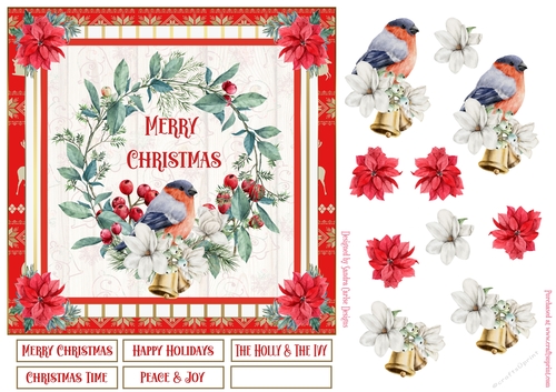 Merry Christmas Wreath Decoupage 7x7ins Topper 1