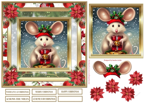 Christmas Snowflakes & Holly 7x7ins Topper