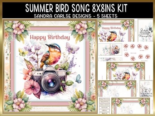 Summer Bird Song 8x8ins Kit with Matching Bookmarks