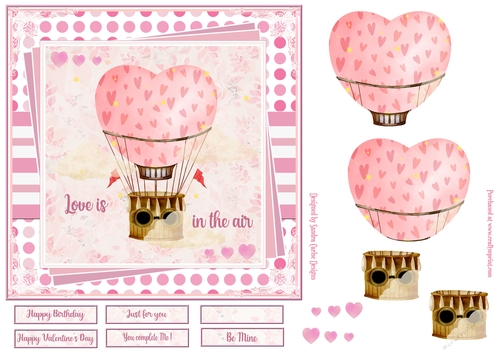 Love is in the air 7x7ins Decoupage Topper