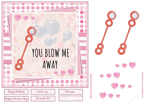 You blow me away 7x7ins Decoupage Topper