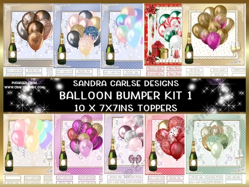 Balloons decoupage 10 x Toppers kit