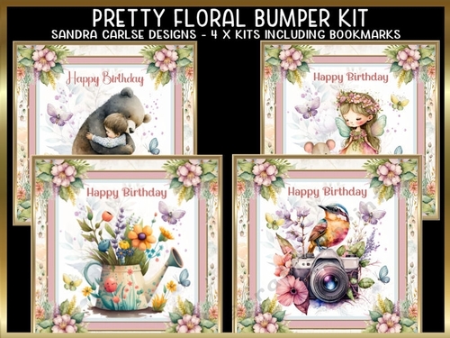 Pretty Floral 4 x 8x8ins Topper Mini Kits No:1