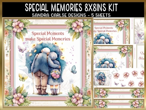 Special Memories 8x8ins Decoupage Kit 1 with Matching Bookmarks