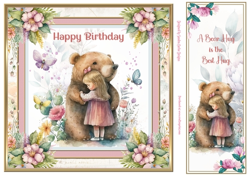 A Bear Hug 8x8ins Topper with Matching Bookmark 1