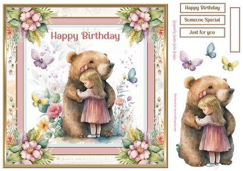 A Bear Hug 8x8ins Decoupage Topper 2