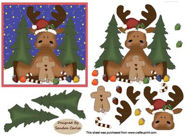 Christmas Rudolph decoupage topper
