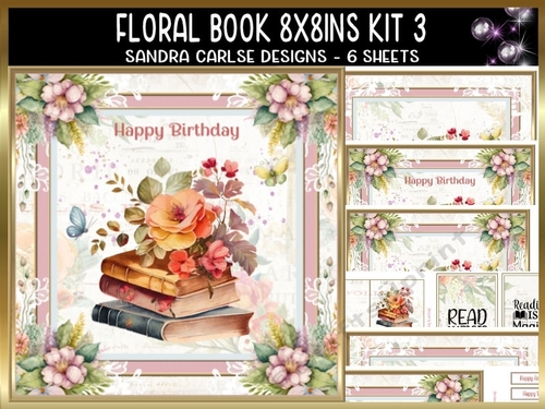 Floral Book 8x8ins Kit with Matching Bookmarks 3