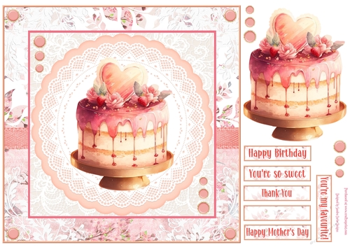 Delicious cake 8x8ins decoupage Topper 1