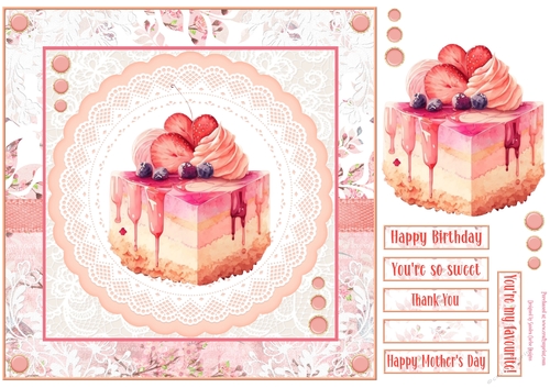 Delicious cake 8x8ins decoupage Topper 5