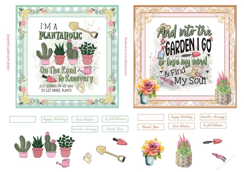 In the garden 2 x 5x5ins Decoupage Toppers 1
