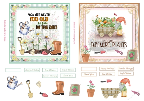 In the garden 2 x 5x5ins Decoupage Toppers 2