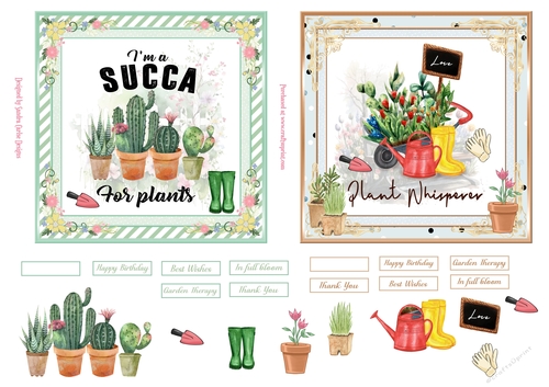 In the garden 2 x 5x5ins Decoupage Toppers 4