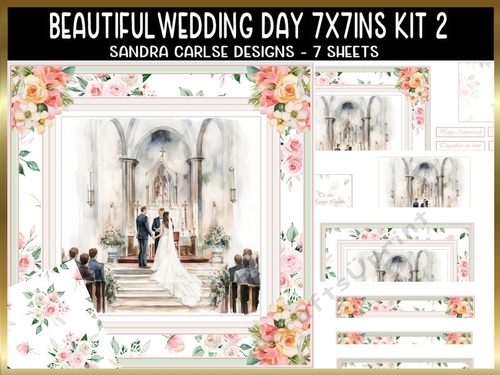 Beautiful Wedding Day 7x7ins Decoupage Kit 2