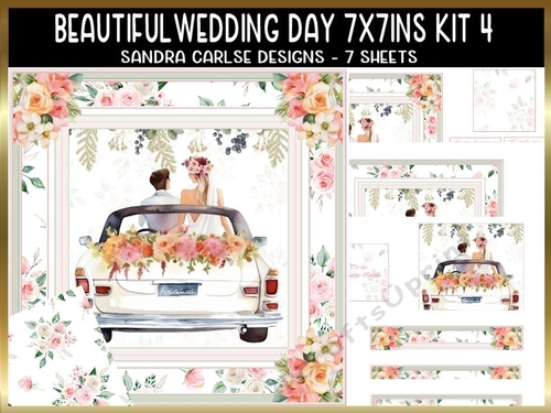 Beautiful Wedding Day 7x7ins Decoupage Kit 4