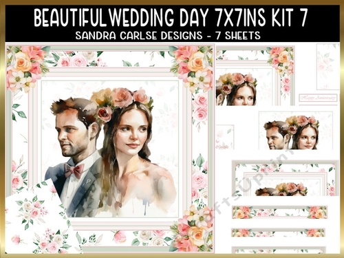 Beautiful Wedding Day 7x7ins Decoupage Kit 7