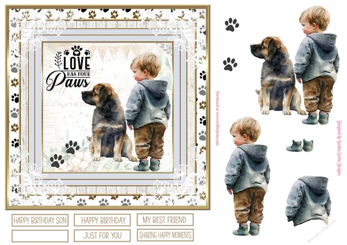 Me & My Dog 7x7ins Decoupage Topper 1