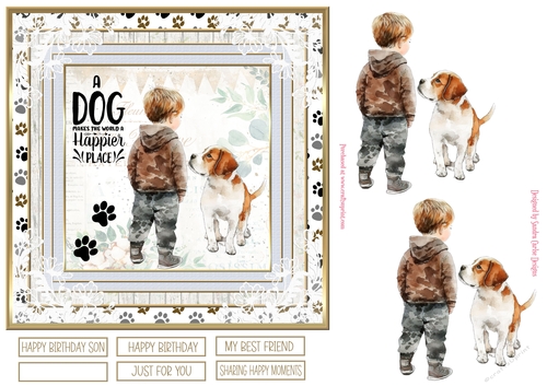 Me & My Dog 7x7ins Decoupage Topper 2
