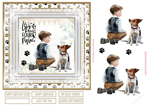 Me & My Dog 7x7ins Decoupage Topper 3