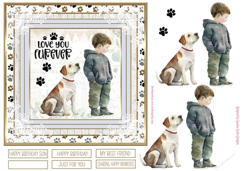 Me & My Dog 7x7ins Decoupage Topper 4